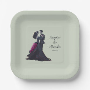 Plato De Papel Amantes Góticos Románticos Boda Elegante