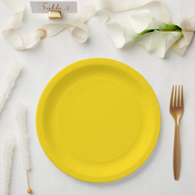 Plato De Papel Amarillo (Boda)