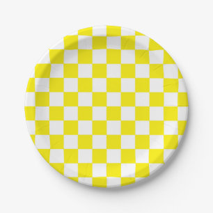 Plato De Papel Amarillo controlado y blanco