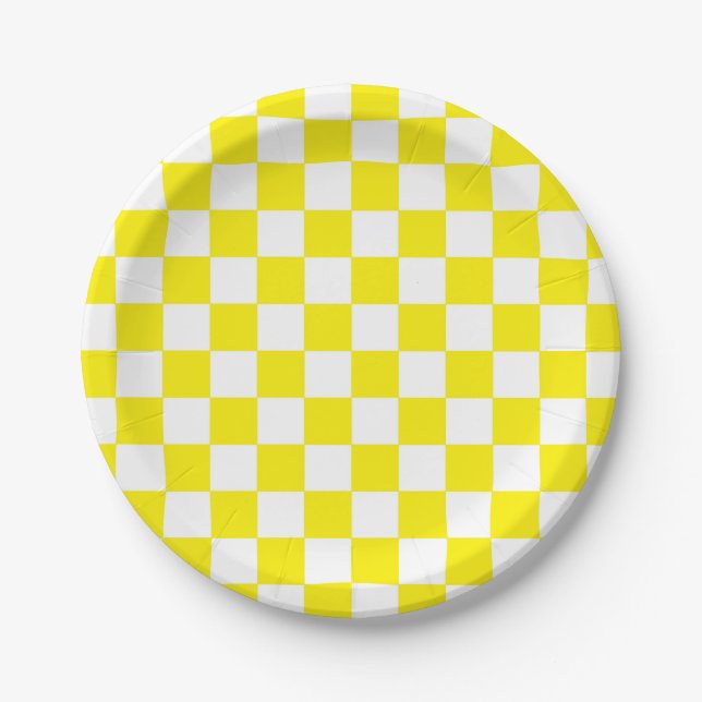 Plato De Papel Amarillo controlado y blanco (Anverso)