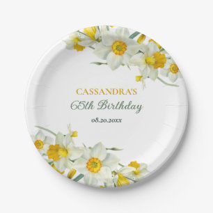 Plato De Papel Amarillo Daffodil Rustic Floral Cumpleaños