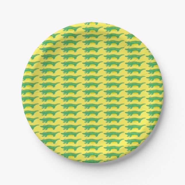 Plato De Papel Amarillo Gator Alligator Crocodile Crocodile Croco (Anverso)