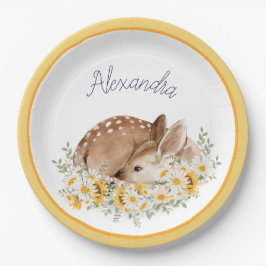 Plato De Papel Amarillo Nuestro Pequeño Querido Venado, Sunflower