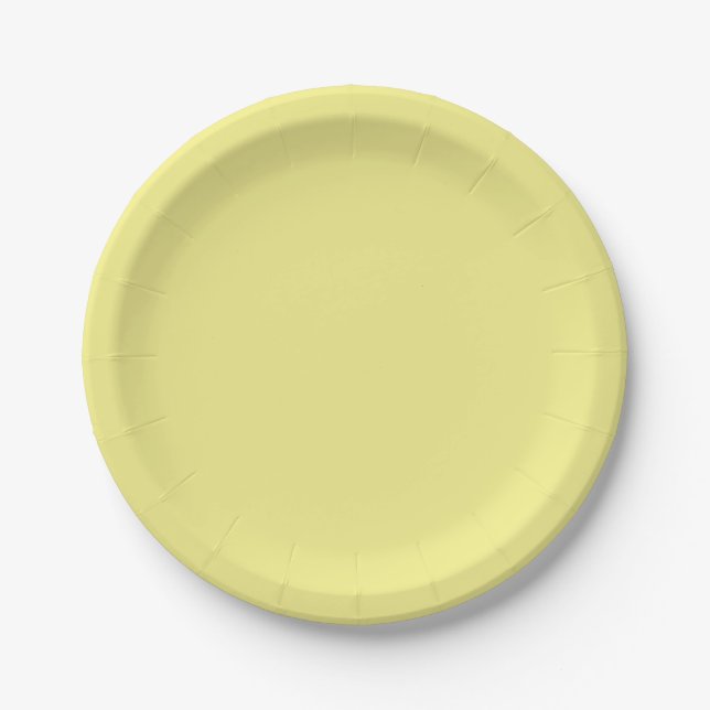 Plato De Papel amarillo pálido sólido (Anverso)