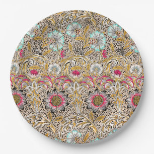 Plato De Papel Amarillo rosa vintage Corncockle de William Morris