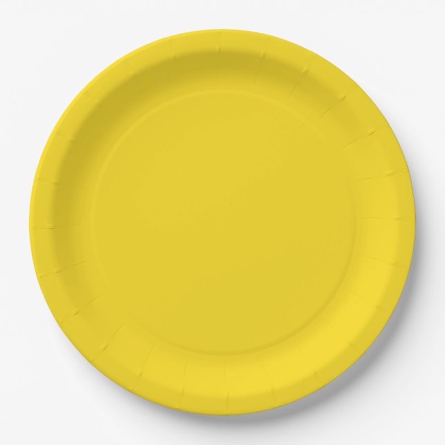 Plato De Papel Amarillo sólido amarillo de abejorro amarillo (Anverso)