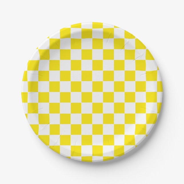 Plato De Papel amarillo y blanco tachado (Anverso)