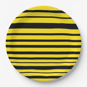 Plato De Papel Amarillo y negro Abeja-Como modelo de las rayas