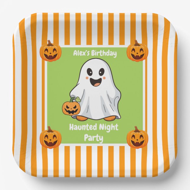 Plato De Papel Amarrado Fiesta nocturno cumpleaños - noche de Hal (Anverso)