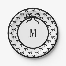 Plato De Papel Amarre un arco (arcos grandes) Monogramado 7" Plac