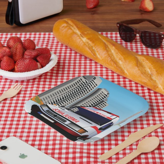 Plato De Papel Ambulancia de emergencia en el rescate médico de C (Picnic)