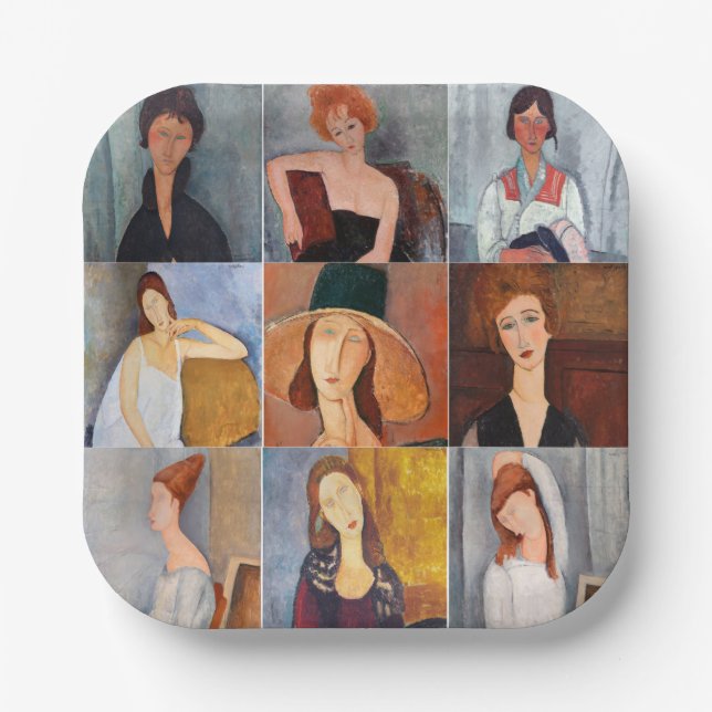 Plato De Papel Amedeo Modigliani - Collage de obras maestras (Anverso)