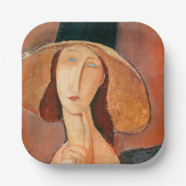 Plato De Papel Amedeo Modigliani - Jeanne Hebuterne en gran Gorra