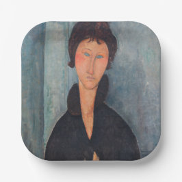 Plato De Papel Amedeo Modigliani - Mujer con ojos azules