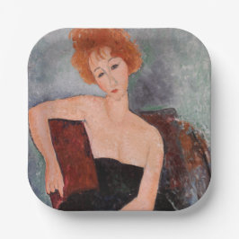 Plato De Papel Amedeo Modigliani - Vestido nocturno Chica pelirro