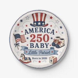 Plato De Papel América 250 Bebé / Pequeño Patriota