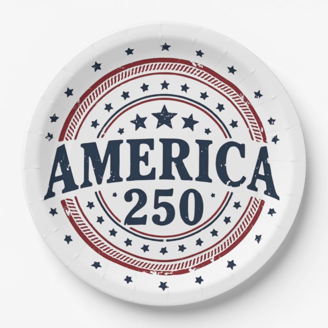 Plato De Papel America 250 Patriotic Vintage Badge (Anverso)