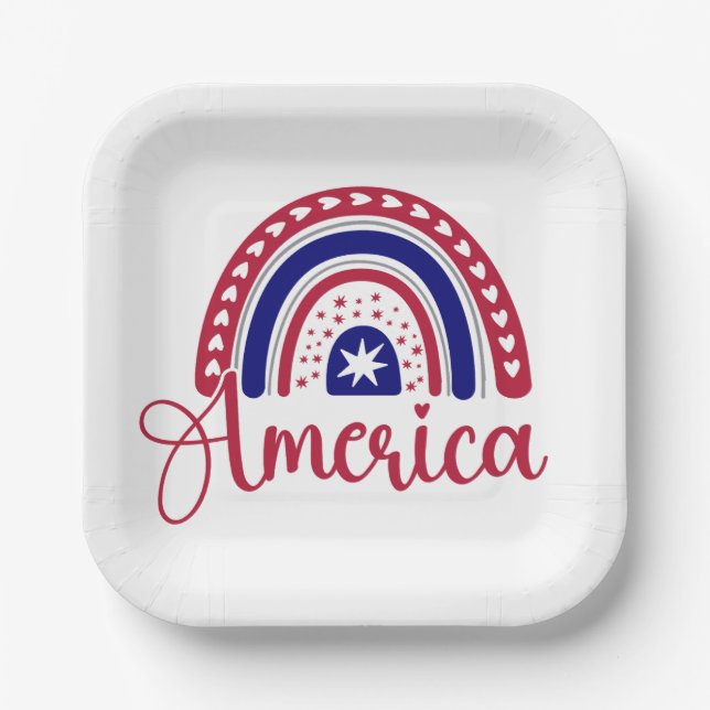 Plato De Papel América arcoiris (Anverso)