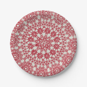 Plato De Papel American Doily & Lace, 12 años, Cream on Blue