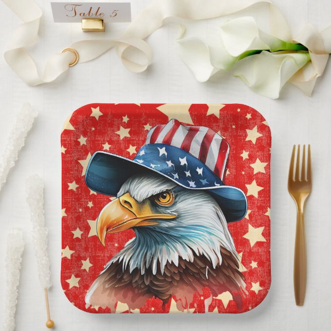 Plato De Papel American Eagle Flag (Boda)