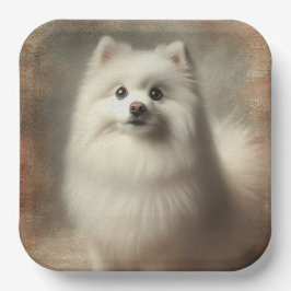 Plato De Papel American Eskimo Dog
