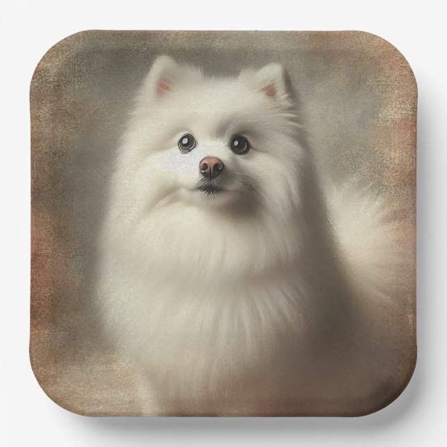 Plato De Papel American Eskimo Dog (Anverso)