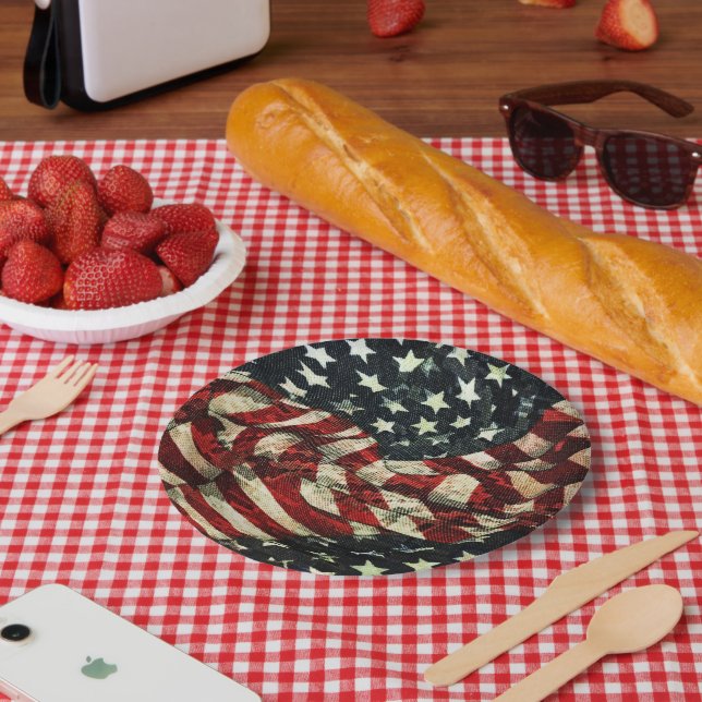 Plato De Papel American Flag-Camouflage by Shirley Taylor (Picnic)