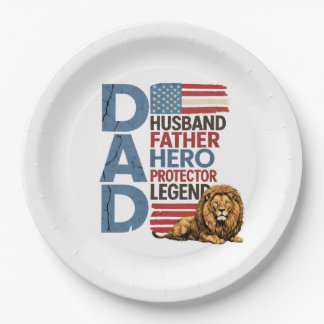 Plato De Papel American flag Dad Lion Patriotic