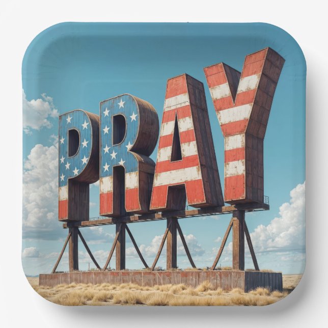 Plato De Papel American PRAY Billboard En Farmland (Anverso)