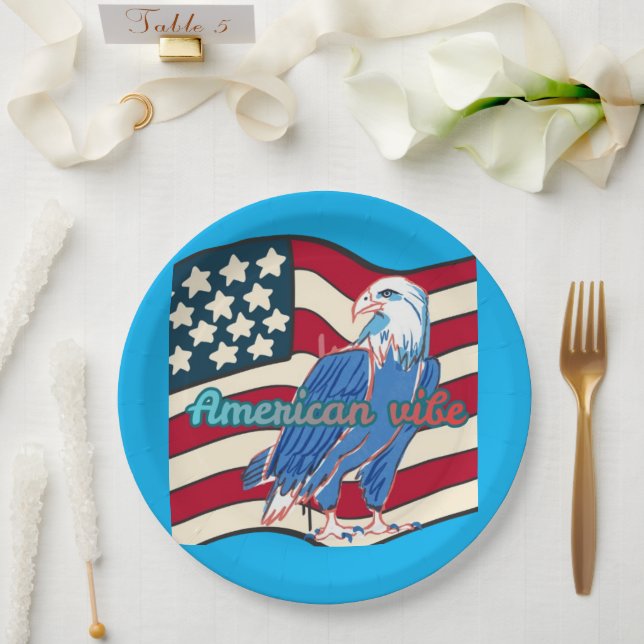 Plato De Papel American vibe azure (Boda)