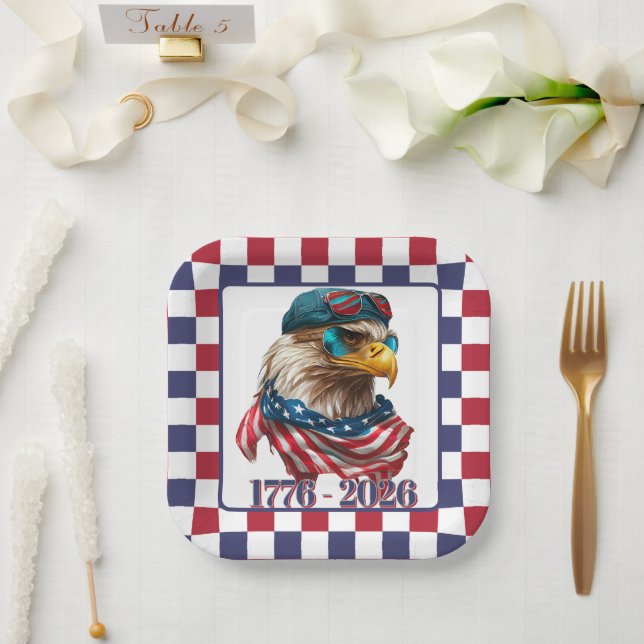 Plato De Papel Americano moderno Engle 1776/2026 (Boda)