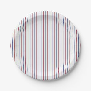 Plato De Papel Americano Patriótico Rojo Blanco y Azul a Rayas Fi