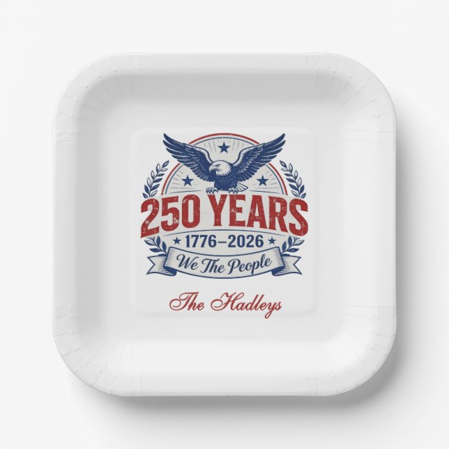Plato De Papel America's 250th Anniversary Name (Anverso)