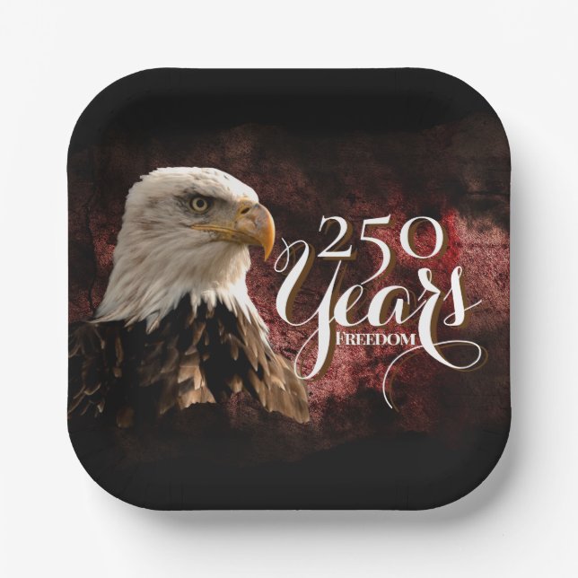 Plato De Papel America's 250th Birthday Bald Eagle Paper Plates (Anverso)