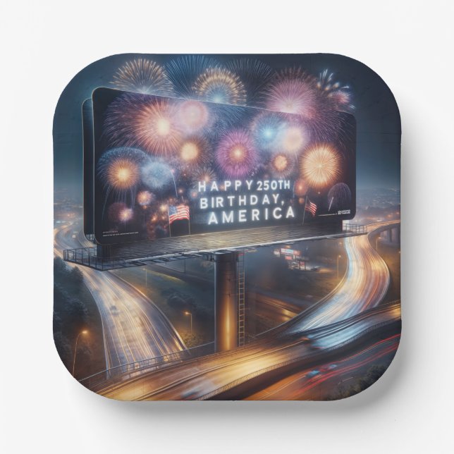 Plato De Papel America's 250th Birthday Billboard (Anverso)