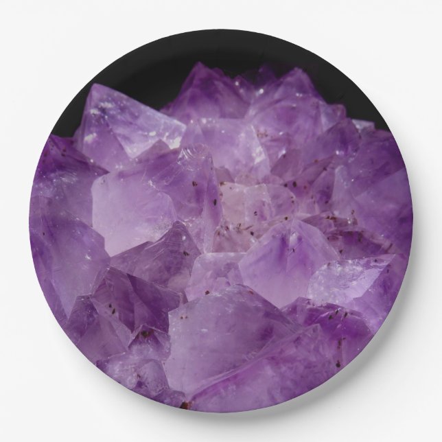 Plato De Papel Amethyst Raw Stones (Anverso)