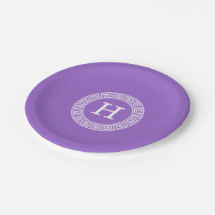 Plato De Papel Amethyst What Greek Key Rnd Frame First Monograma