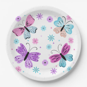 Plato De Papel Amigas Mariposas