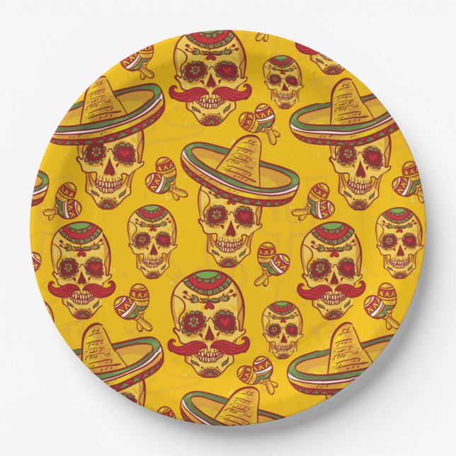 Plato De Papel Amigo Skulls (Anverso)