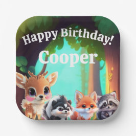 Plato De Papel Amigos de Cute Woodland zorro zorrillo raccoon ven