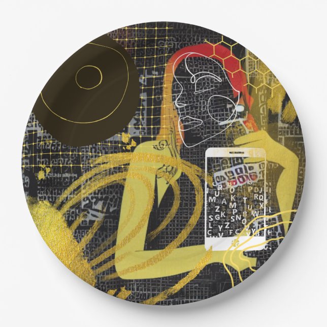 Plato De Papel Amigos de mensajería de texto (Anverso)