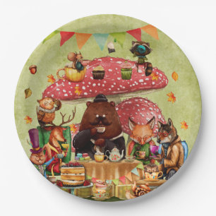 Plato De Papel Amigos de Woodland en el bosque