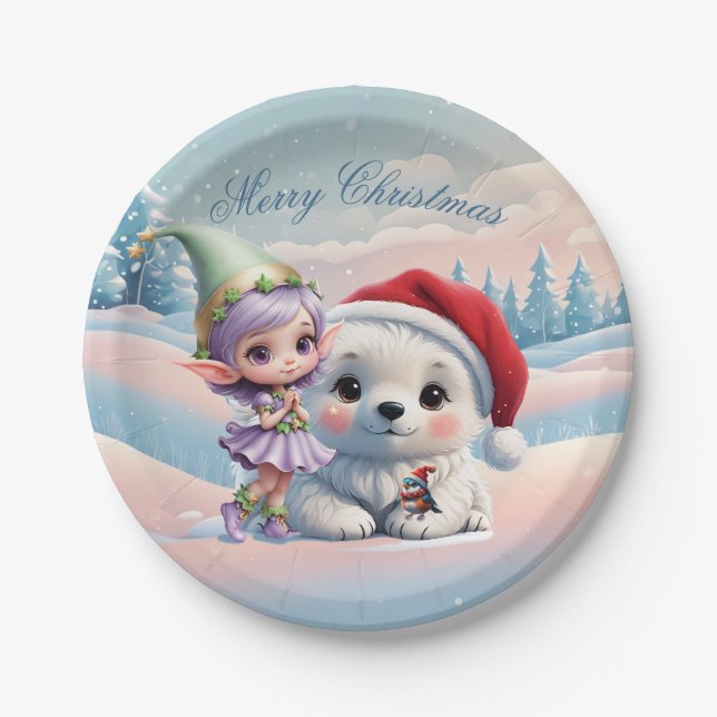 Plato De Papel Amigos en un mundo de fantasía. (Anverso)