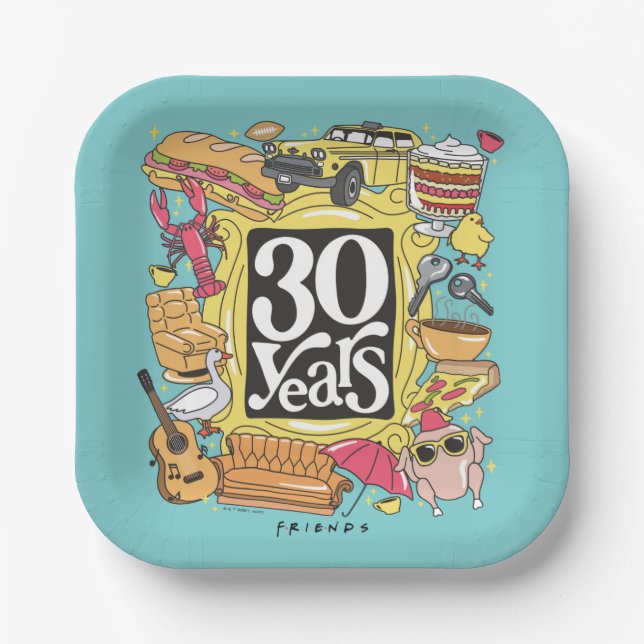 Plato De Papel AMIGOS™ | Gráfico de 30 años (Anverso)