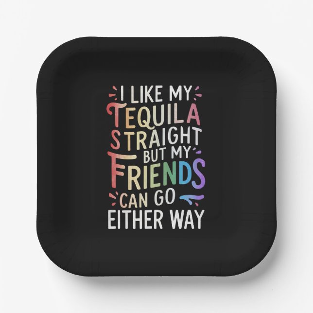 Plato De Papel Amigos heterosexuales de tequila van de cualquier  (Anverso)