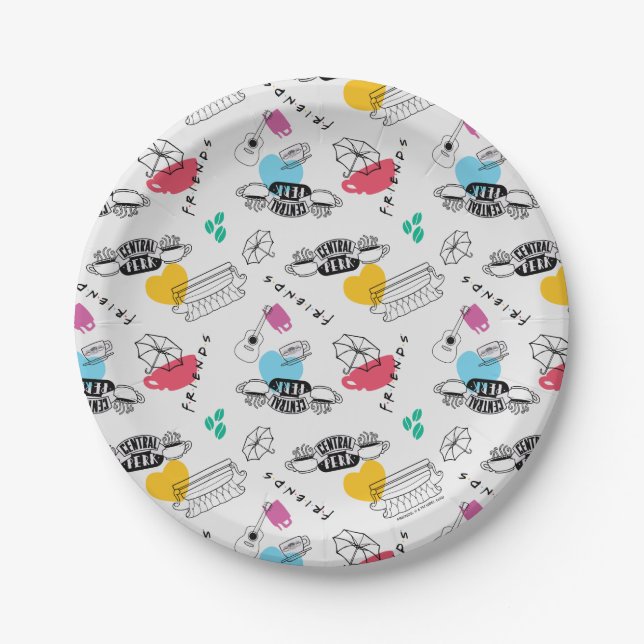Plato De Papel AMIGOS™ | Patrón de iconos (Anverso)
