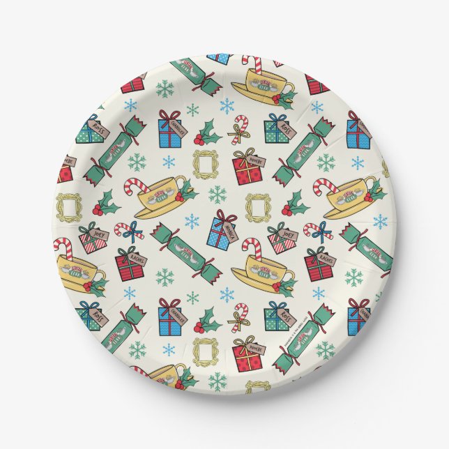 Plato De Papel AMIGOS™ | Patrón de iconos Navidades (Anverso)