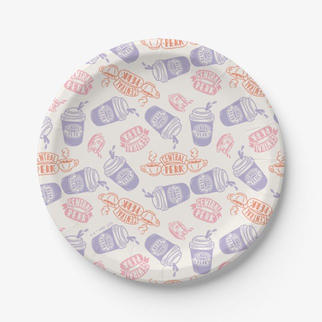 Plato De Papel AMIGOS™ | Patrón de Perk Central de Pastel (Anverso)