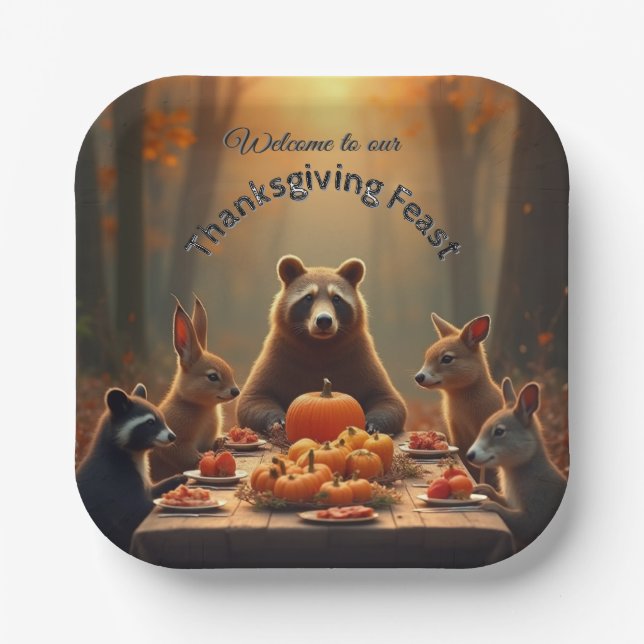 Plato De Papel Amigos y familia del Fiesta del Día de Acción de G