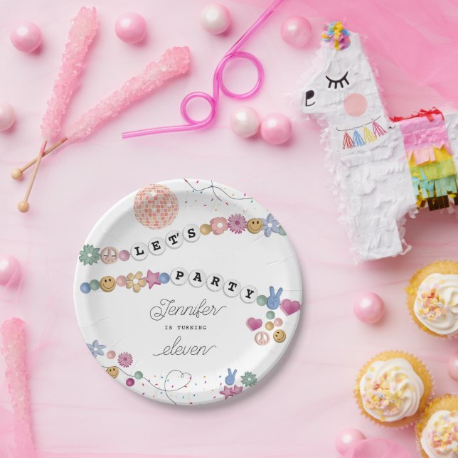 Plato De Papel Amistad Pulsera Chica Joyería Fiesta de Cumpleaños (Fiesta)